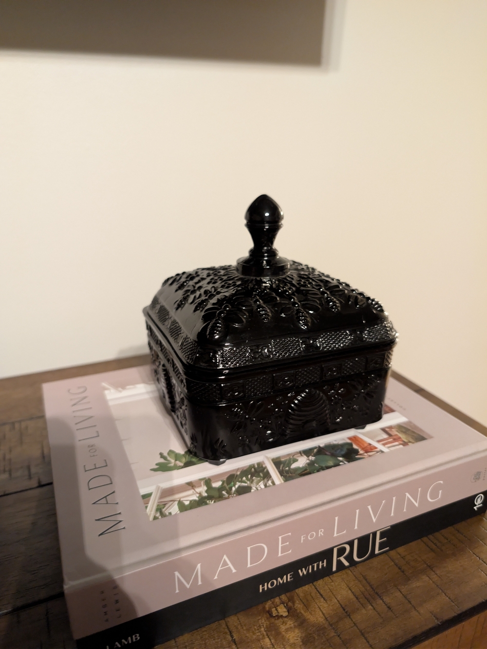 Black Indiana Glass Bee Box